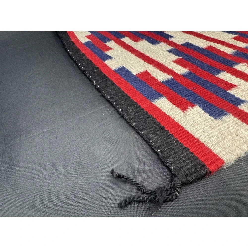 Wool Rug Wall Hanging Handwoven Southwestern Geometric 24.5 x 18 Vintage